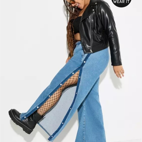 Torrid Blue Flare Jeans with Side Snaps - Picture 5 of 6